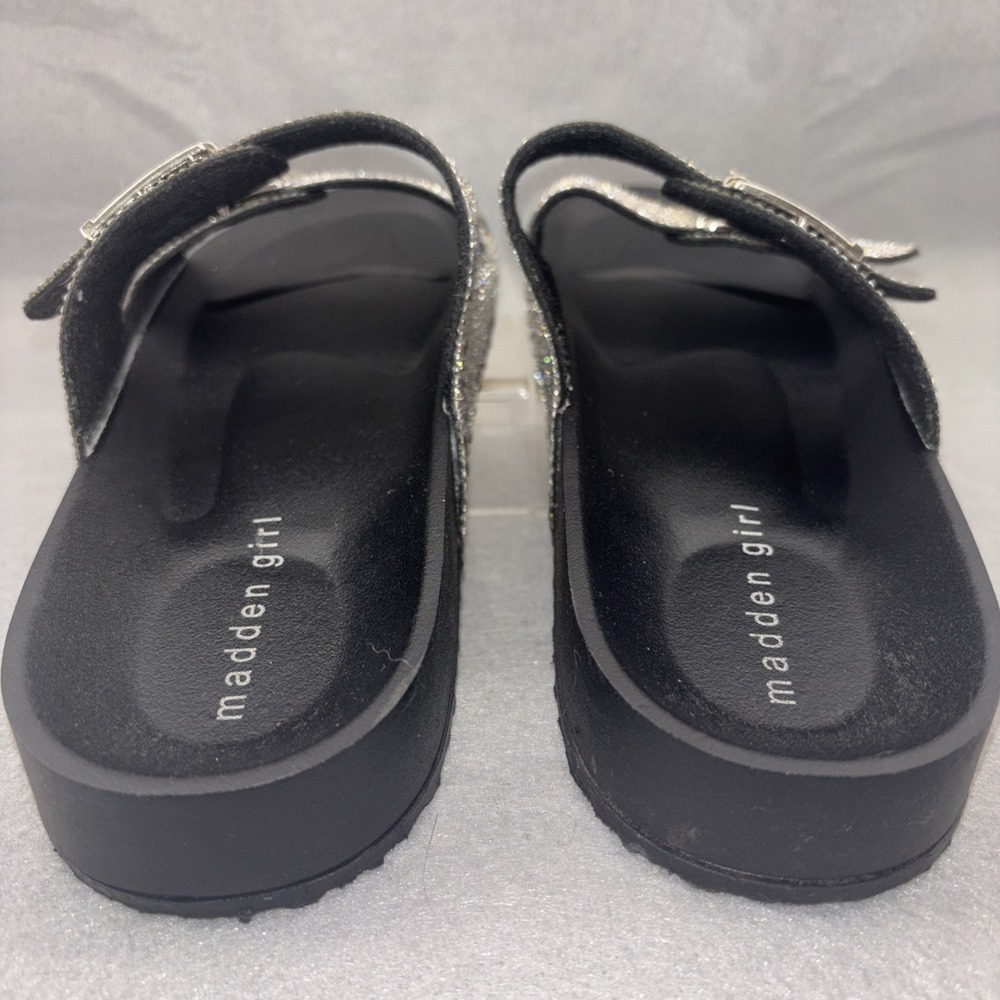Madden Girl Women's Teddy-R Rhinestone and Black Footbed Sandals, Size 9 NWOB - Picture 10 of 13